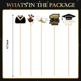 100PCS Graduation Cocktail Picks 4.7 Inch, Congrats Grad Fancy Toothpicks Bamboo Appetizer Toothpicks Food Picks for Class of 2024 Graduation Party Decorations (Graduation)