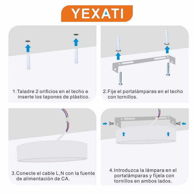 Yexati Pack of 2 Ceiling Light LED Ceiling Light Flat