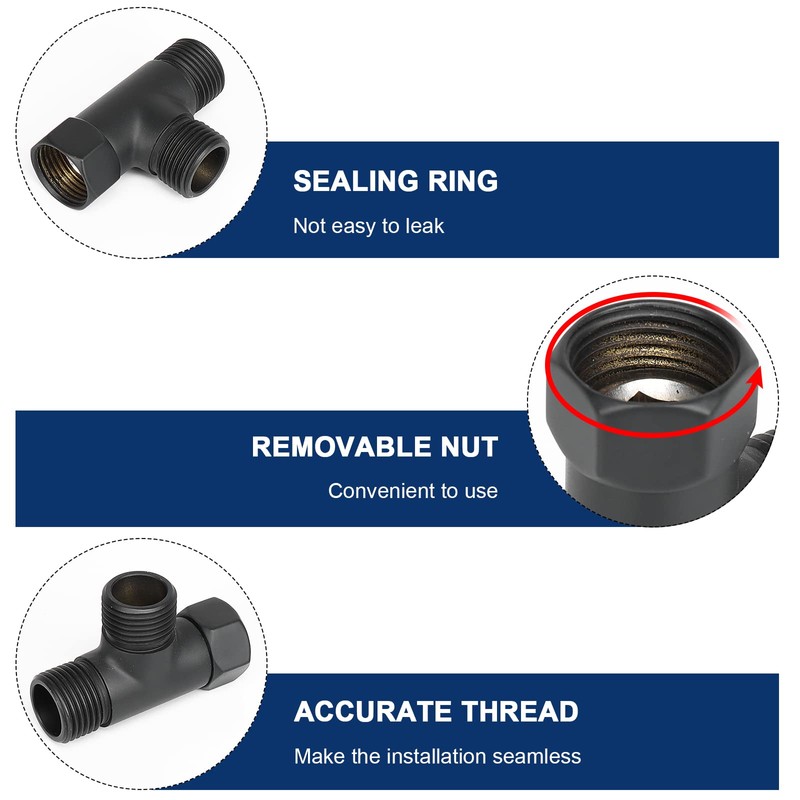 NearMoon Solid Brass G1/2" 3 Way Diverter Valve - Hose
