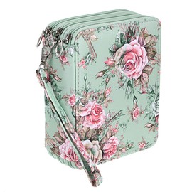 BTSKY Zippered Pencil Case-Canvas 72 Slots Handy Pencil Holders with Printing Pattern for Prismacolor Watercolor Pencils, Crayola Colored Pencils, Marco Pencils Rose