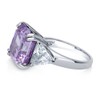 BERRICLE Rhodium Plated Sterling Silver Asscher Cut Purple Cubic Zirconia