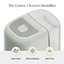 Canopy Bedside Humidifier 2.0, White, 36 HR Run Time, 2.5L Capacity - Reading Light & White Noise - Alleviate Symptoms of Allergies, Flu, Cold, Dry Skin - Humidifier, Filter, Power Cord & Adapter