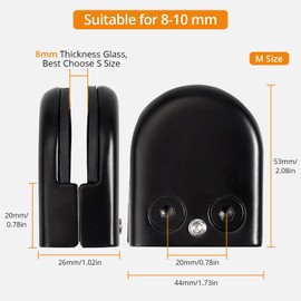 Neoteck Glass Clamp 8PCS Stainless Steel 304 for Handrail Balustrade Staircase (Black, 8-10mm Semicircle)