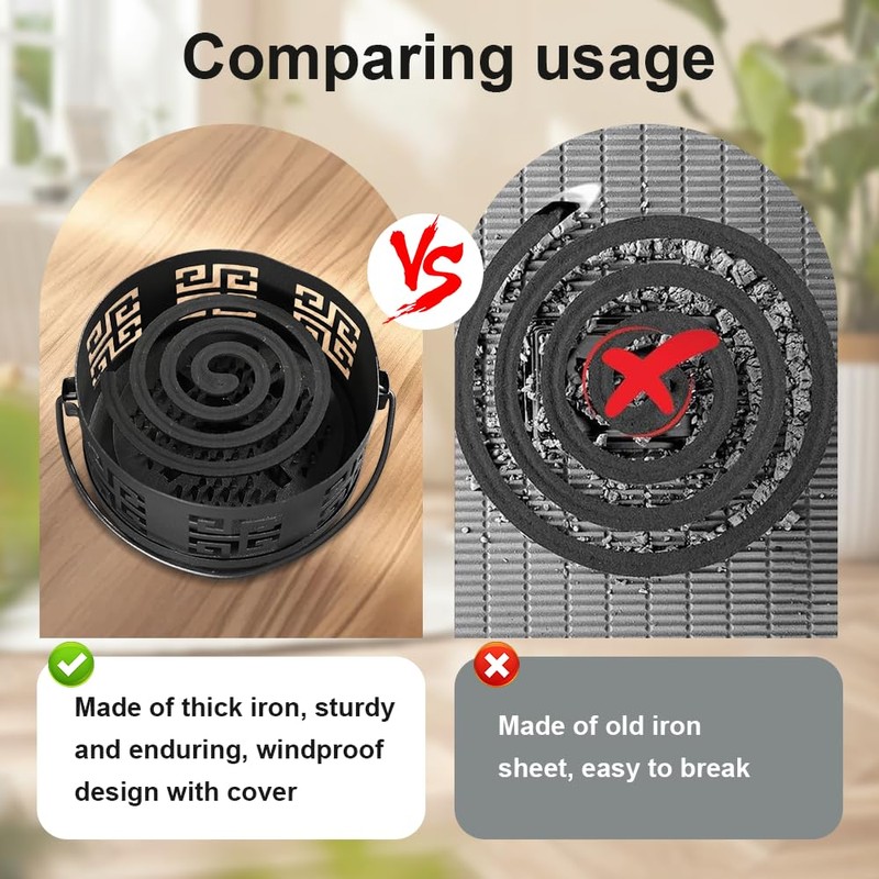Casenly Mosquito Coil Holder, Metal Incense Holder, Portable Metallic Mosquito