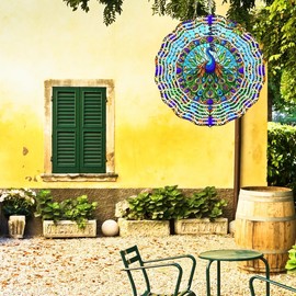 Stainless Steel Peacock Wind Spinner - 1PC Outdoor Hanging 3D Metal Wind Sculpture, Kinetic Yard Art Decorations, No-Feather Garden Patio Ornament, Ideal Gift for Home, Wedding, Birthday, Christmas