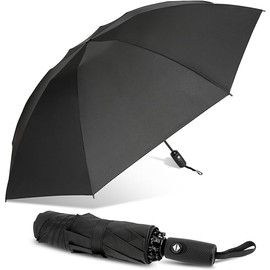 ALLBASA Automatic Folding Folding Umbrella - Windproof, Lightweight & Compact - Umbrella for Men and Women, Inverted Design, Waterproof, 8 Reinforced Struts, Travel Suitable, Umbrella, black