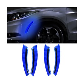 Bittwee 4PCS Car Wheel Eyebrow Reflective Stickers, Waterproof Anti-Scratch Auto Bumper Fender Safety Reflector Guard Strips Trim Side Marker, Vehicle Exterior Accessories, Universal Fit（Blue）