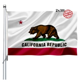 California Flag 2x3 Outdoor Double Sided- Heavy Duty California Republic Cali Bear Sate Flags Banner with 2 Brass Grommets 4 Rows Stitched