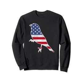 USA Flag Patriotic Lazuli Bunting Bird 4th July Birdwatching Sweatshirt