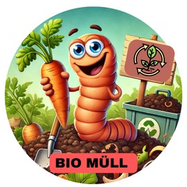 Olanmarp Funny Rubbish Stickers, Easy to Recycle Thanks to Loving Design, for Indoor and Outdoor Use, Sustainable Wheelie Bin Stickers, Pack of 5 (Organic Waste)