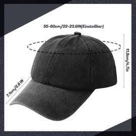 Utensilsto Pack of 3 Baseball Cap for Men and Women, Adjustable Cotton Baseball Cap, Vintage Unisex Baseball Cap, Sun Hat, Sports Cap for Outdoor Sports, Leisure, Travel, Black, light grey, khaki, 55
