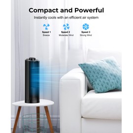Tower Fan, 23ft/s Desk Fan, 70° Oscillating Table Fan for Bedroom, Standing Table Fan with 3 Modes, 2024 New 13 Inch Bladeless fan for Bedroom, Home,Office