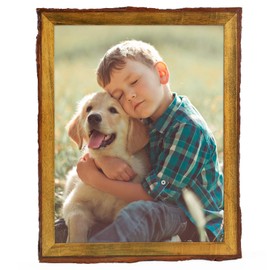 Golden State Art, 11x14 Picture Frame Rustic Brown, Solid Wood Picture Frame with Bark Edges & Real Glass Cover, Display Posters/Photos/Prints 11x14 for Wall Mounting, Farmhouse Decor