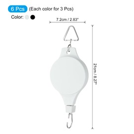 PATIKIL Plant Hanger, 6 Pcs Pulley Retractable Hanging Indoor and Outdoor Plant Pots Holder, for Planters, Flower Basket, Wind Chimes, Bird Feeders, Black & White