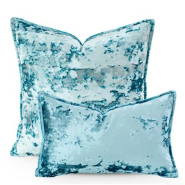 Yonous Premium Series, Crushed Velvet Cushion Covers, Luxury Thick Throw Pillow for Home Decor, Ocean Blue, 18 x 18 Inch / 45 x 45 cm