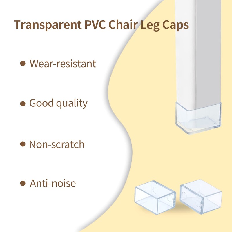 Flyshop 12 x PVC Chair Leg Caps Scratch Resistant Rectangular