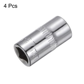 uxcell 4 Pcs 1/4-Inch Drive 7mm 6-Point Shallow Socket, Metric, Steel with Chrome Plated