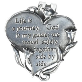 Cathedral Art Heart Visor Clip, Life is a Journey, Silver, 2 * 2.25