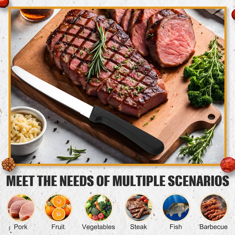 Zhehao 150 Pcs 8.39 Inches Steak Knife Sets Black Steak