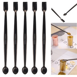 Briartw 5 Pcs Stainless Steel Craft Spoon | Mess-Free Crafting with Dual-Shaped Spoons for Glitter, Embossing Powders, Sequins & Small Embellishments | Black | 6.7inch Length