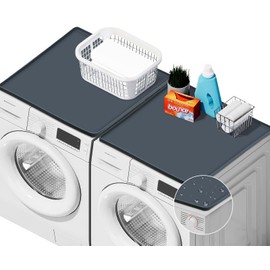 2Pcs Washer and Dryer Covers for the Top, 27''x 27'' Silicone Dryer Top Protector Mat, Anti-Slip Waterproof Washer Dryer Countertop, Dustproof Washable Washing Machine Cover for Laundry Home Kitchen