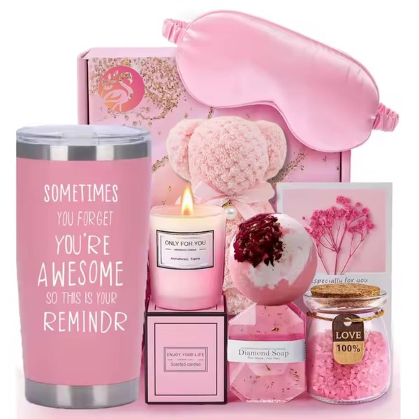 Spa Kit For Women Set with Candles, 20oz Tumbler, Pearl