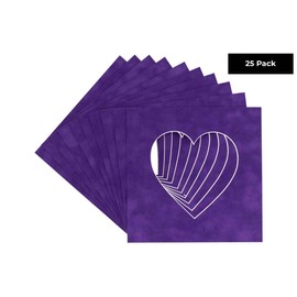 4x5 Mat For 7x7 Frame - Precut Purple Crocus Suede Heart Shaped Photo Mat Board Opening - Acid Free Matte to Protect Your Pictures - Bevel Cut for Family Photos, Pack of 25 Matboards