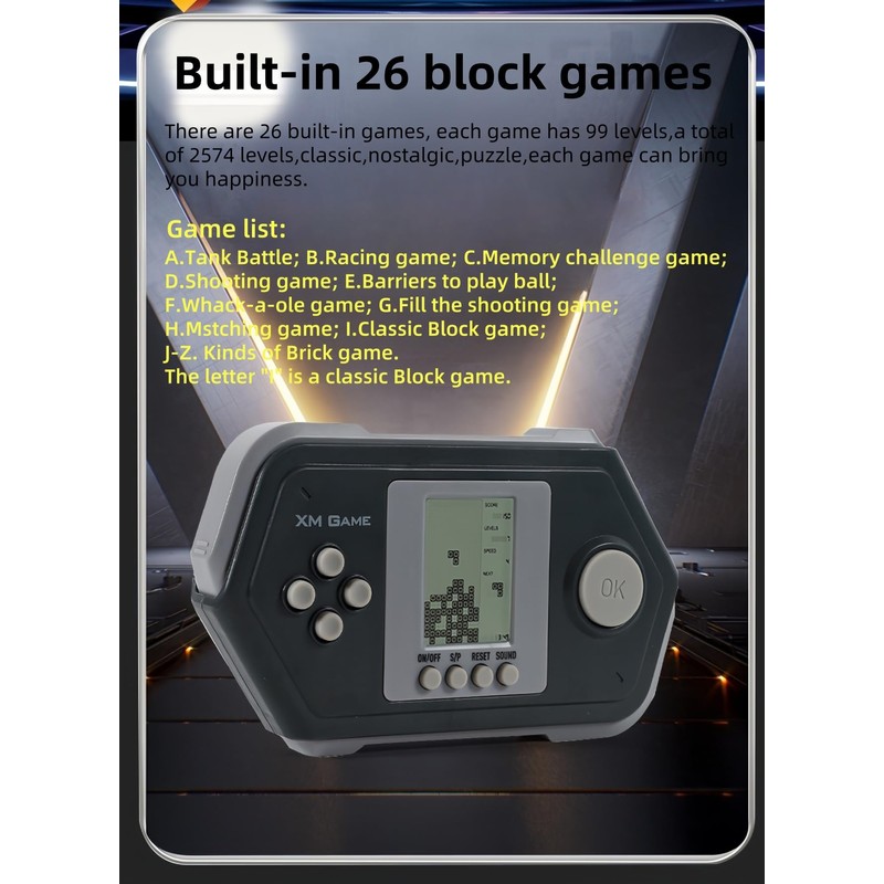 HLF Retro Block Game Console Cool Shape 26 Brick Games