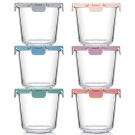 [UPGRADED LID] 6 Sets 3 Cup/24oz Borosilicate Glass Meal Prep Containers with Lids, Food Storage Bowl Jars for Soup Leftover Meal Lunch Oats Fruit Deli Salads - Microwave, Oven, Freezer Safe -BPA Free