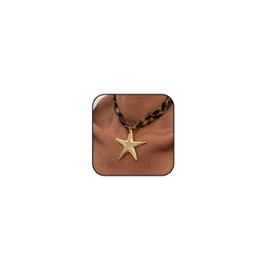 YANCHUN Scarf Necklace with Charm Gold Starfish Flower Pendants Leopard Choker Necklaces for Women Boho Beach Jewelry Gift for Women