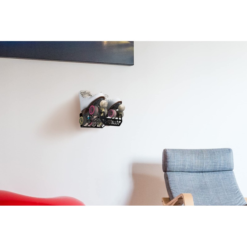 MEOLLO Roller Skates Wall Mount (100% Steel) (Black)