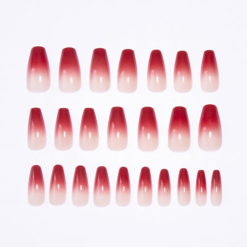 Red Press on Nails Medium Nails Press on Square Nails