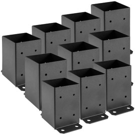 VEVOR 10PCS 4x4 Post Base, 4 x 4 inch (Inner Size 3.6 x 3.6 inch) Wood Fence Post Anchor, Pergola Brackets Heavy Duty Powder-Coated Steel Post Bracket with Screws, for Deck Porch Railing Support Trim