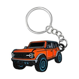 JUSTTOP Car Keychain, Bronco Key Chain Metal Key Fob, Cool Car Model Keychain for Bronco 2021 2022 2023, Car Accessories (Orange)