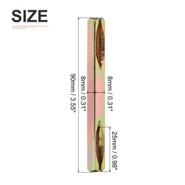 DTGN 90mmx25mm(LxT) Door Knob Spindle - 1Pack - Good for Most Mortise Type Door Knobs - Iron Square Drive System Spindle Replacement Door Handle Spindle Bar - Golden