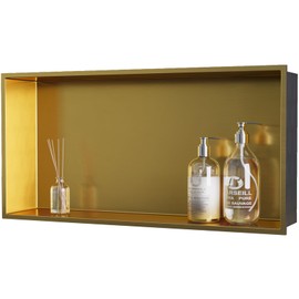 OLNGYUE Brushed Gold Shower Niche: No Tile Needed Stainless Steel - 24"x12" Recessed Wall Niches Shelf for Bathroom Kitchen Toilet Storage