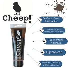 Cheep! Acrylic Paints, 4 oz. Tube - Burnt Umber, Perfect for Artists - Quality Acrylic Paint Heavy Body Paint Artist and Student