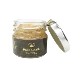 Posh Chalk PC0305 Patina - Pale Gold 30ml - Oil-Based Gilding Wax - Vintage, Metallic, Distressed - DIY Craft Upcycling Furniture - Thick Texture + Stiff Consistency – Artisan Quality