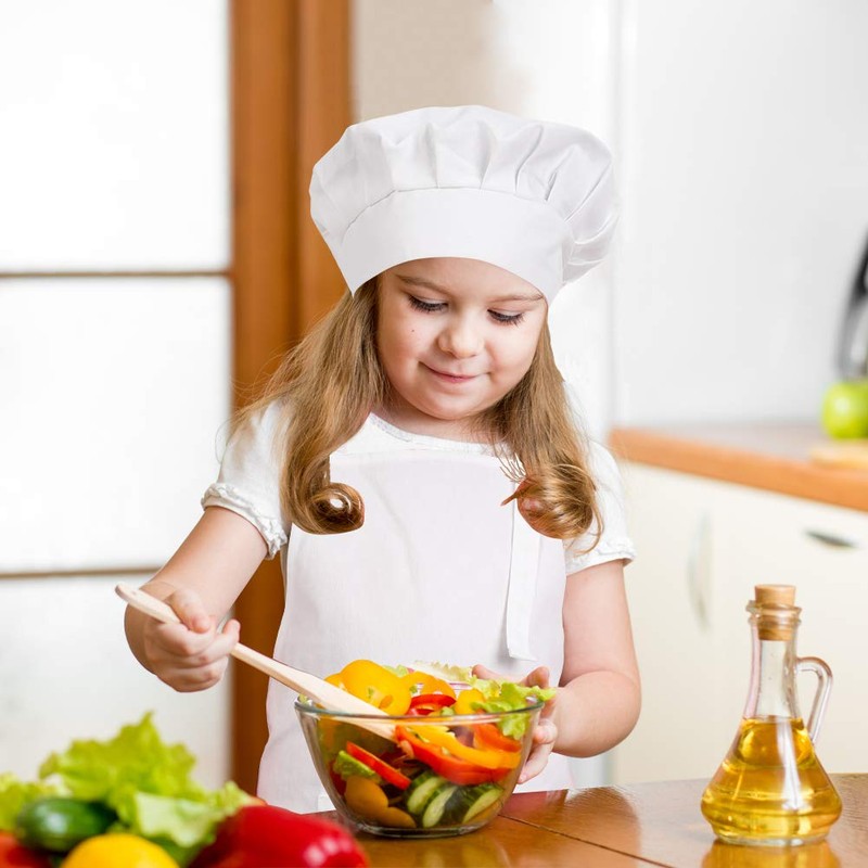 CRJHNS Kids Apron and Chef Hat Set, Adjustable Cotton Child
