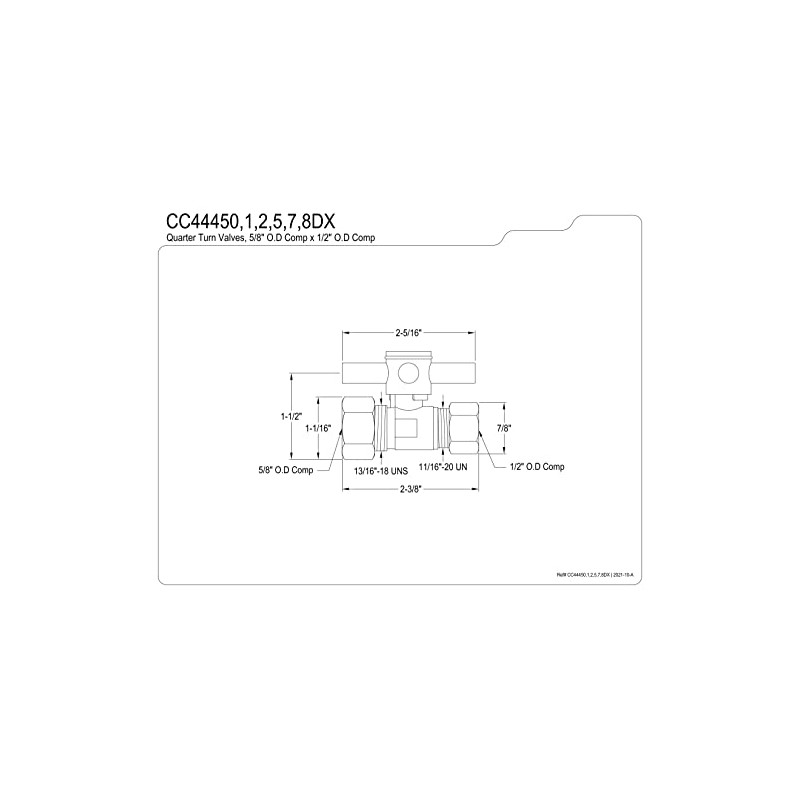 Kingston Brass CC44457DX 5/8-Inch OD Comp x 1/2-Inch OD Comp