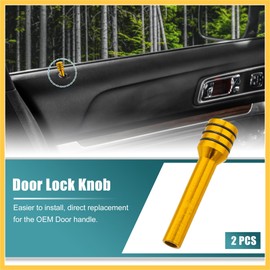 REPAIROCK 2pcs Car Door Lock Knobs Interior Door Lock Knob Aluminum Alloy Inner Door Lock Pull Pins Universal for Vehicles with Hole Diameter of M4x0.7mm Thread Yellow Auto Replacement Parts