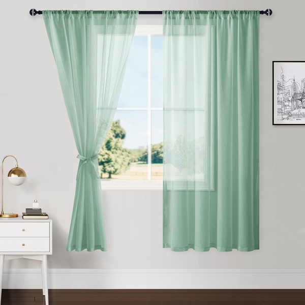 Hiasan Sheer Curtains for Bedroom with Tiebacks, Lightweight Airy Breathable