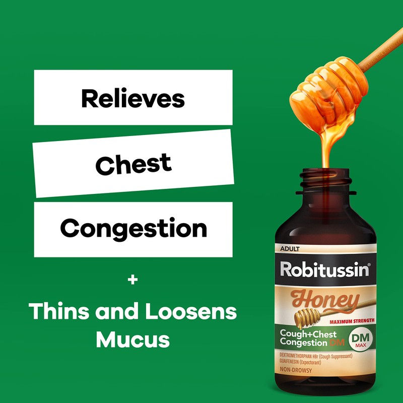 Robitussin Honey DM Max Cough Plus Chest Congestion, Adult Formula