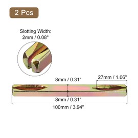 sourcing map 2Pcs Door Knob Spindle, 100mm Long Spare Door Handle Spindle for Vintage Door Straight Spindle Replacement Square Spindle Iron Door Handle Spindle, Golden