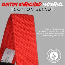 OCBA Wrist Straps Wraps for Weightlifting Heavy Duty Wrist Wraps Cotton Padded Gym Wrist Supports Bodybuilding Powerlifting Fitness Grips One Size Fits All with Thumb Support (Bright Red)