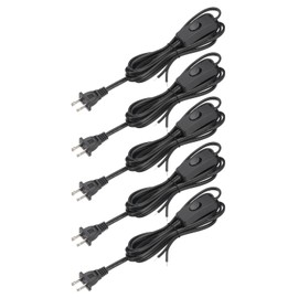 PATIKIL 8.2 Feet 18AWG Lamp Cord with Plug, 5 Set SPT-2 UL List Lamp Power Cord Stripped Ends Ready for Wiring Lamp Wire with Wire Connectors for Light Replacement DIY, Black