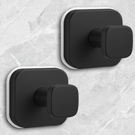 WingWider Shower Hooks for Inside Shower,Reusable Suction Cup Hooks for Glass Window,Mirror,Removable Towel Hooks for Bathroom,2 Pack(Black)