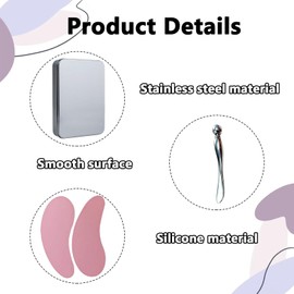 Huybaa 3 Stück Augenpads Set, Silikon Wiederverwendbare Augenpads, Eye Pads mit Augencreme Applikator aus Metall Augenringe Entfernen Reduziert Falten feine Linien