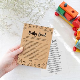 Baby Shower Games - 50 Baby Shower Family Feud Game Cards, Fun Baby Shower Games Activity for Boy or Girl, Gender Neutral, Kraft