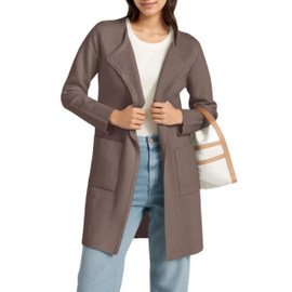 wkwmrpet Oversized Long Sweater for Women Cardigan Dressy Open Front Lapel Elegant Autumn Jackets and Coats M Light Brown